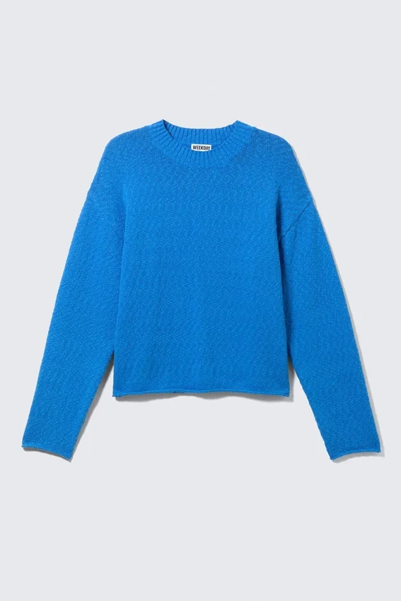 Locker sitzender Strickpullover aus Baumwolle – Hellblau Locker sitzender Strickpullover aus Baumwolle – Hellblau