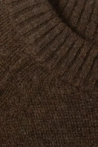 Locker sitzender Strickpullover aus Wolle – Dunkelbraun meliert Locker sitzender Strickpullover aus Wolle – Dunkelbraun meliert