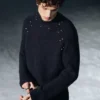 Locker sitzender Strickpullover aus Wollmischung mit Nieten – Schwarz – Nieten Locker sitzender Strickpullover aus Wollmischung mit Nieten – Schwarz – Nieten