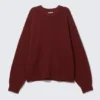 Locker sitzender Strickpullover – Dunkelrot meliert