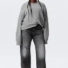 Locker sitzender Strickpullover – Grau meliert