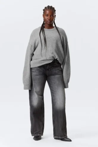 Locker sitzender Strickpullover – Grau meliert