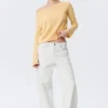 Locker sitzender Strickpullover mit U-Boot-Ausschnitt – Hellgelb Locker sitzender Strickpullover mit U-Boot-Ausschnitt – Hellgelb