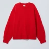 Locker sitzender Strickpullover – Rot