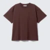 Locker sitzendes, kastenförmiges Baumwoll-T-Shirt – Burgunderrot