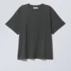 Locker sitzendes, kastenförmiges Baumwoll-T-Shirt – Dunkelgrau