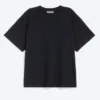 Locker sitzendes, kastenförmiges Baumwoll-T-Shirt – gestreift, dunkelblau