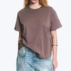 Locker sitzendes, kastenförmiges Baumwoll-T-Shirt – Grau