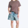 Locker sitzendes, kastenförmiges Baumwoll-T-Shirt – Grau