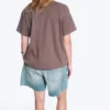 Locker sitzendes, kastenförmiges Baumwoll-T-Shirt – Grau