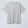 Locker sitzendes, kastenförmiges Baumwoll-T-Shirt – Grau meliert