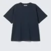 Locker sitzendes, kastenförmiges Baumwoll-T-Shirt – Marineblau