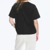 Locker sitzendes, kastenförmiges Baumwoll-T-Shirt – Schwarz