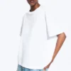 Locker sitzendes, kastenförmiges Baumwoll-T-Shirt – Weiß