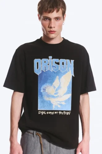 Locker sitzendes T-Shirt mit Print – Schwarz – Vögel Locker sitzendes T-Shirt mit Print – Schwarz – Vögel