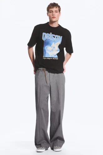 Locker sitzendes T-Shirt mit Print – Schwarz – Vögel Locker sitzendes T-Shirt mit Print – Schwarz – Vögel