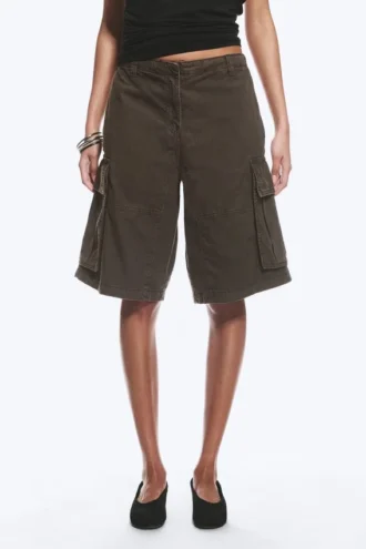 Lockere Cargo-Shorts mit niedriger Leibhöhe – gewaschen, dunkelgrau