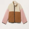 Lockere Fleece-Jacke mit Reißverschluss – Beige/Braun/Rosa Lockere Fleece-Jacke mit Reißverschluss – Beige/Braun/Rosa