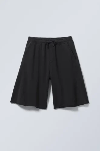 Lockere, knielange Jersey-Shorts – gewaschen, dunkelgrau