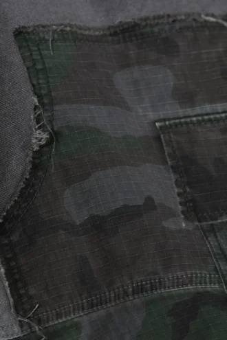Lockere Patchwork-Cargo-Hose – Dusty Blue & Camo