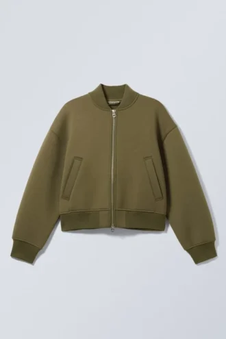 Lockere Scuba-Bomberjacke – Khaki-Grün