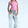 Lockere Straight-Jeans mit normaler Taillenhöhe – Hellblau | Cheap Monday GB