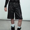 Lockere, tief sitzende, beschichtete Jeans-Shorts – Schwarz Lockere, tief sitzende, beschichtete Jeans-Shorts – Schwarz
