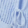 Lockerer, offen gestrickter Pullover mit Seitenschlitzen – Hellblau