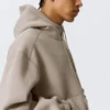 Lockerer Scuba-Kapuzenpullover mit hohem Kragen und Reißverschluss – Light Dusty Mole