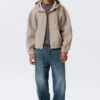 Lockerer Scuba-Kapuzenpullover mit hohem Kragen und Reißverschluss – Light Dusty Mole