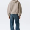 Lockerer Scuba-Kapuzenpullover mit hohem Kragen und Reißverschluss – Light Dusty Mole