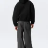 Lockerer Scuba-Kapuzenpullover mit hohem Kragen und Reißverschluss – Schwarz