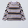 Lockerer Strickpullover mit Print – Purple Multi Stripe