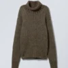 Lockerer Strickpullover mit Rollkragen – Dunkelgrau meliert