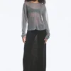 Lockerer, transparenter Strickpullover – Grau meliert