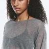 Lockerer, transparenter Strickpullover – Grau meliert