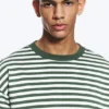 Lockeres, kastenförmiges Langarm-T-Shirt – weiße und dunkelgrüne Streifen Lockeres, kastenförmiges Langarm-T-Shirt – weiße und dunkelgrüne Streifen