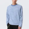Lockeres, kastenförmiges Langarmshirt – Blau-weiß gestreift Lockeres, kastenförmiges Langarmshirt – Blau-weiß gestreift