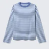 Lockeres, kastenförmiges Langarmshirt – Blau-weiß gestreift Lockeres, kastenförmiges Langarmshirt – Blau-weiß gestreift
