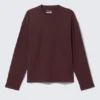Lockeres, kastenförmiges Langarmshirt – Burgunderrot Lockeres, kastenförmiges Langarmshirt – Burgunderrot