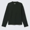 Lockeres, kastenförmiges Langarmshirt – Dunkelgrün Lockeres, kastenförmiges Langarmshirt – Dunkelgrün