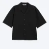 Lockeres, kurzärmeliges Resort-Shirt – Schwarz Lockeres, kurzärmeliges Resort-Shirt – Schwarz