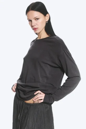 Lockeres Langarmshirt – Dunkelgrau