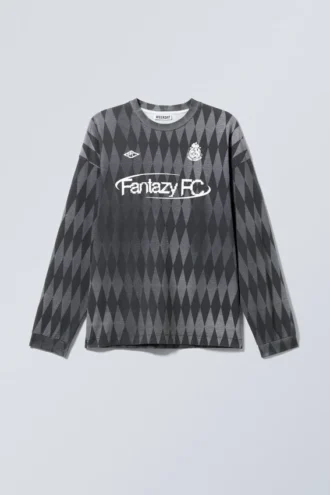 Lockeres Langarmshirt mit Print – Dunkelgrau – Fantazy Fc