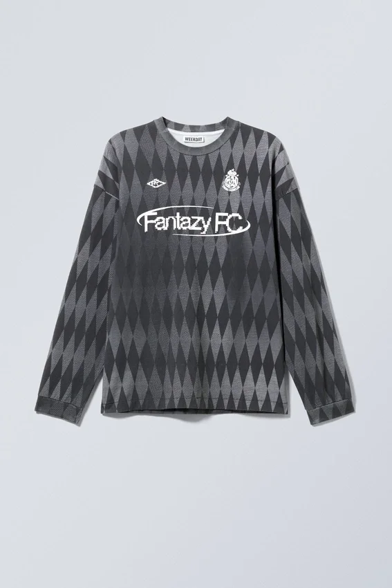 Lockeres Langarmshirt mit Print – Dunkelgrau – Fantazy Fc Lockeres Langarmshirt mit Print – Dunkelgrau – Fantazy Fc