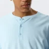 Lockeres langärmeliges Henley-T-Shirt – Hellblau Lockeres langärmeliges Henley-T-Shirt – Hellblau