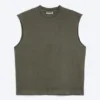 Lockeres, quadratisches Baumwoll-Tanktop – gewaschenes dunkles Khaki-Grün Lockeres, quadratisches Baumwoll-Tanktop – gewaschenes dunkles Khaki-Grün