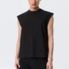 Lockeres, quadratisches Baumwoll-Tanktop – Schwarz Lockeres, quadratisches Baumwoll-Tanktop – Schwarz