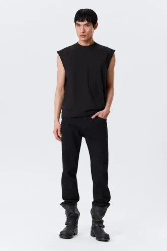 Lockeres, quadratisches Baumwoll-Tanktop – Schwarz