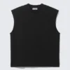 Lockeres, quadratisches Baumwoll-Tanktop – Schwarz Lockeres, quadratisches Baumwoll-Tanktop – Schwarz